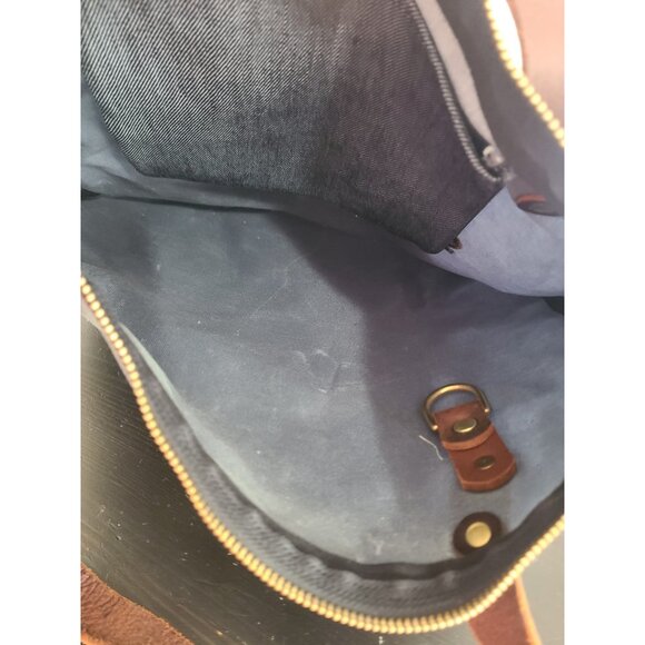 General Knot & Co Smuggler Waxed Canvas Portfolio Tote Bag Leather Straps Blue - Picture 3 of 10